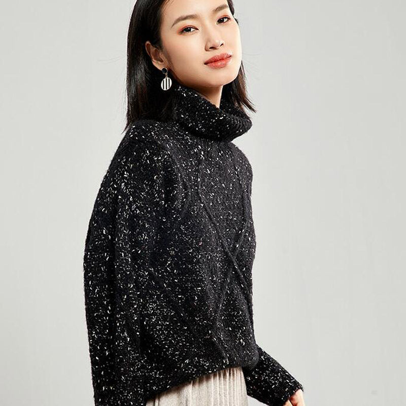 Women's high neck autumn and winter mohair sweater