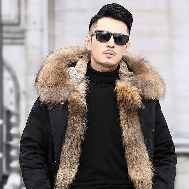 Mid Length Autumn And Winter Men's Leather Jacket
