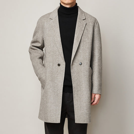 Winter Men's Casual Long Woolen Trench Jacket Overcoat