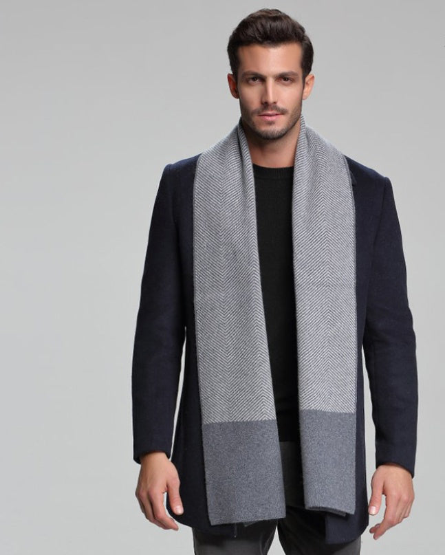 autumn and winter new men's scarf cashmere tide men's business casual thick warm scarf long double-sided