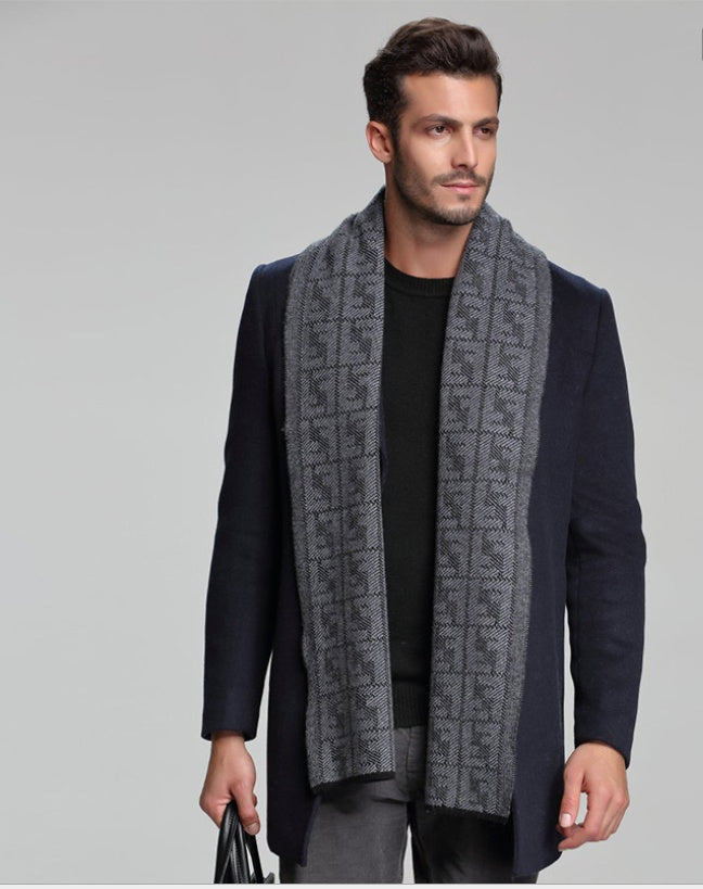 autumn and winter new men's scarf cashmere tide men's business casual thick warm scarf long double-sided