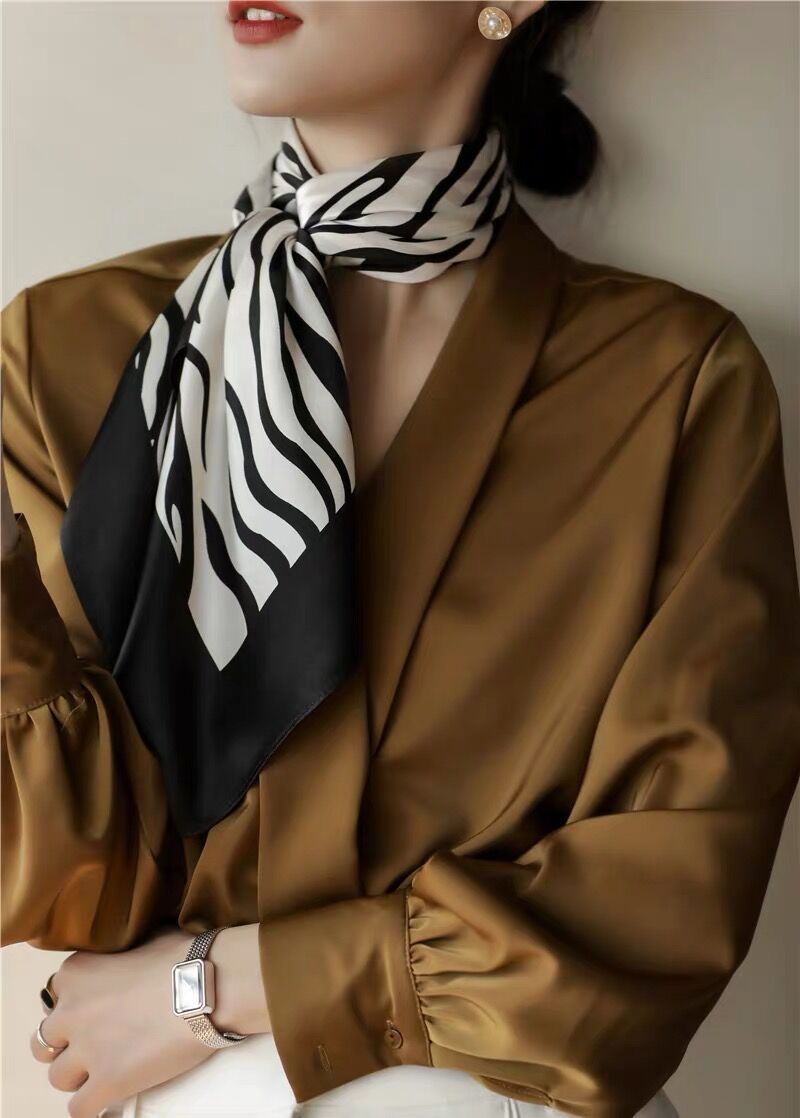 Women'S Zebra Print Silk Square Scarf Mulberry Silk Crepe Satin Satin Silk Scarf