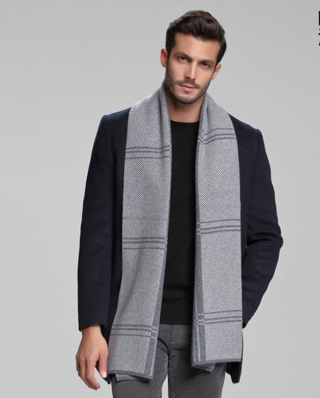 autumn and winter new men's scarf cashmere tide men's business casual thick warm scarf long double-sided