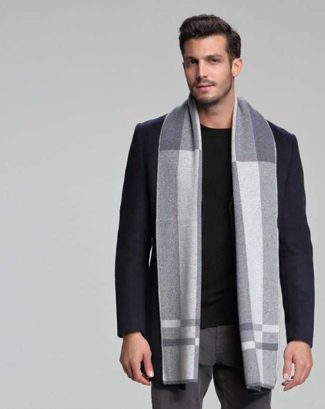 autumn and winter new men's scarf cashmere tide men's business casual thick warm scarf long double-sided