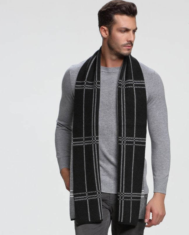 autumn and winter new men's scarf cashmere tide men's business casual thick warm scarf long double-sided