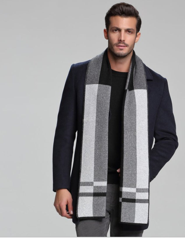 autumn and winter new men's scarf cashmere tide men's business casual thick warm scarf long double-sided