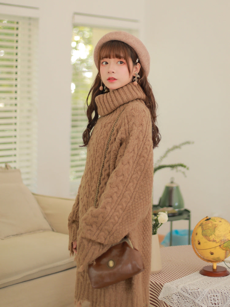 Turtleneck sweater dress autumn and winter