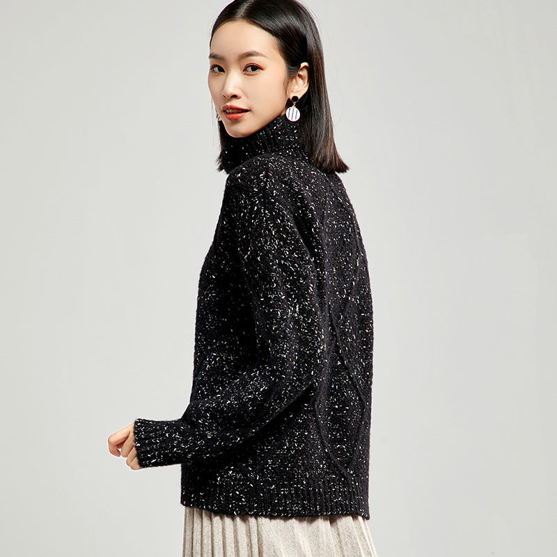 Women's high neck autumn and winter mohair sweater