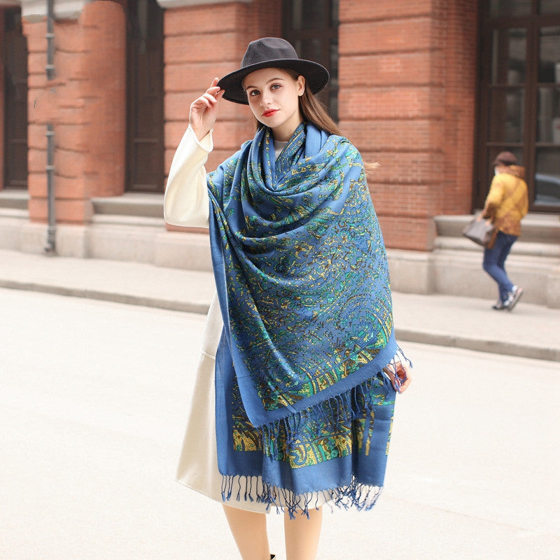 Women's Long Woolen Scarf For Autumn And Winter