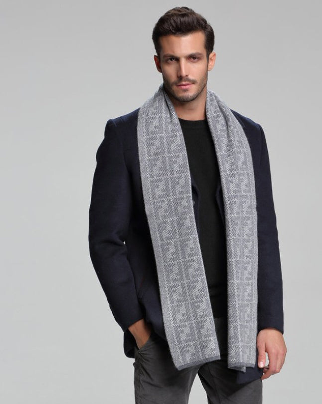 autumn and winter new men's scarf cashmere tide men's business casual thick warm scarf long double-sided