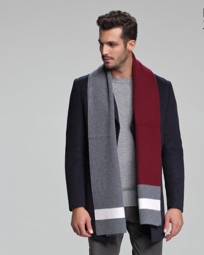 autumn and winter new men's scarf cashmere tide men's business casual thick warm scarf long double-sided