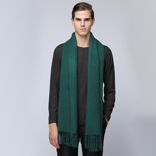 Men's cashmere scarf virgin woollen popular wild solid color warm thick scarf monochrome shawl