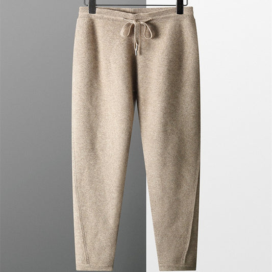 Fall Winter Men Solid Color Cashmere Pants