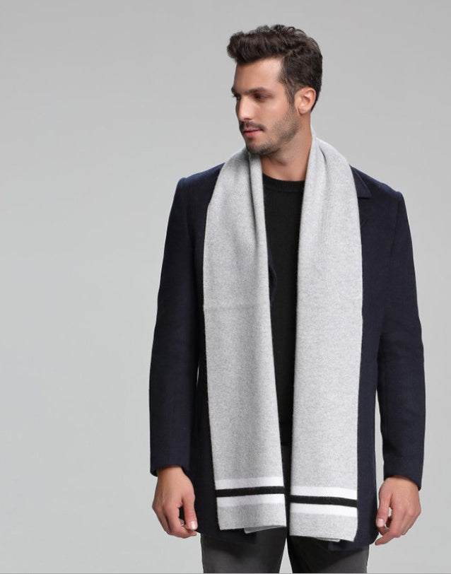 autumn and winter new men's scarf cashmere tide men's business casual thick warm scarf long double-sided