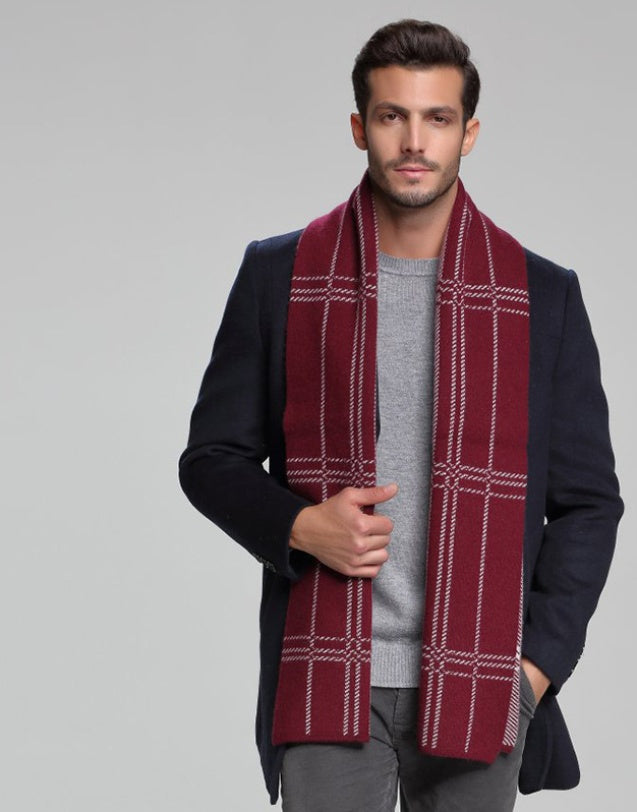 autumn and winter new men's scarf cashmere tide men's business casual thick warm scarf long double-sided