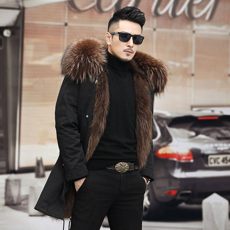 Mid Length Autumn And Winter Men's Leather Jacket