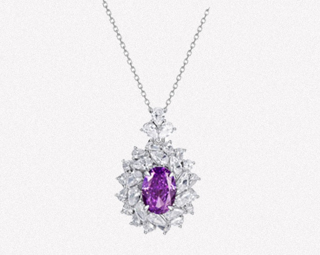 S925 Silver Cubic Zirconia Purple Necklace Women